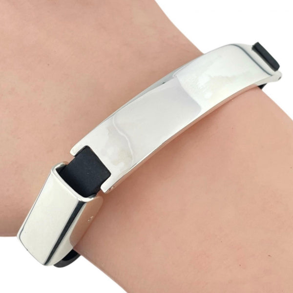 [GUCCI] Gucci 
 gargantilla 
 Plata 925 x Caucho Negro Aprox. 25,7 g damas