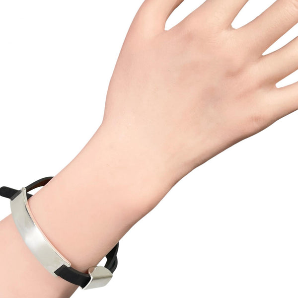 [GUCCI] Gucci 
 gargantilla 
 Plata 925 x Caucho Negro Aprox. 25,7 g damas