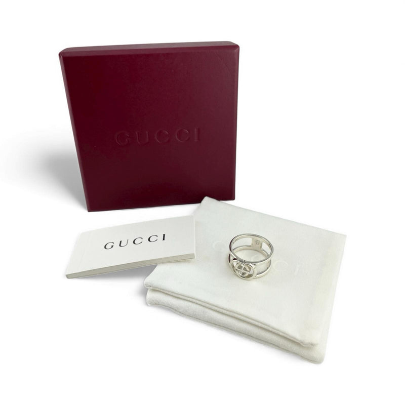 [구찌] 구찌 
 연동 G No. 13.5 링 
 와이드 오픈 실버 925 4.3g 인터로킹 G 레이디스 A랭크