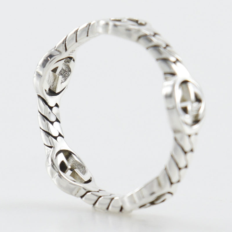 [GUCCI] Gucci 
 Anillo entrelazado G No. 17 
 Plata 925 aprox. 2.6g G entrelazada Rango A para hombres