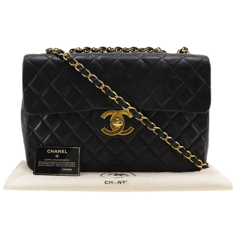 [Chanel] Chanel 
 Decamatrasse 34 Sac à bandoulière 
 Épaule à double chaîne Ramskin Black Diagonal épaule suspendue A4 Turn Lock Big Matelasse34 dames