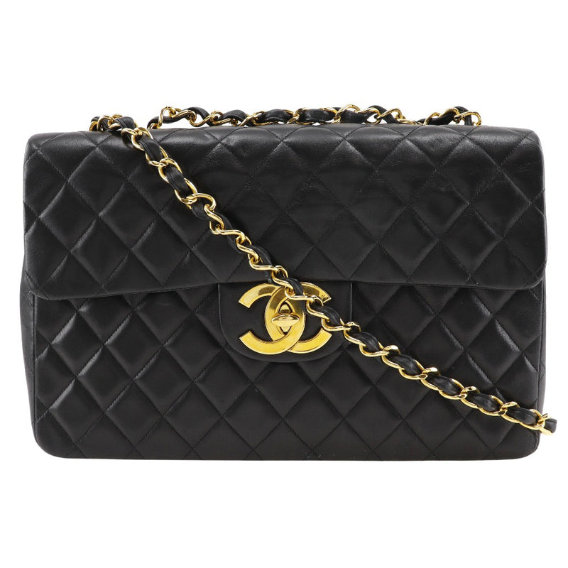 [Chanel] Chanel 
 Decamatrasse 34 Sac à bandoulière 
 Épaule à double chaîne Ramskin Black Diagonal épaule suspendue A4 Turn Lock Big Matelasse34 dames