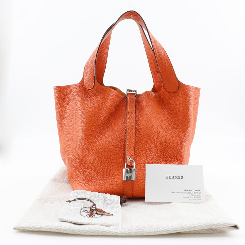 [HERMES] Hermes 
 PicotinRock 22 mm handbag 
 060991CK Taurillon Clemence Orange x engraved handbirth beltHardware Picotin Lock22 mm Ladies A+Rank