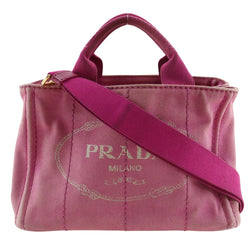 [PRADA]PRADA Canapa Mini Handbag 2WAY shoulder canvas Raspberry Pink Diagonal shoulder handbag 2WAY A5 Open CANAPA mini Ladies B-Rank