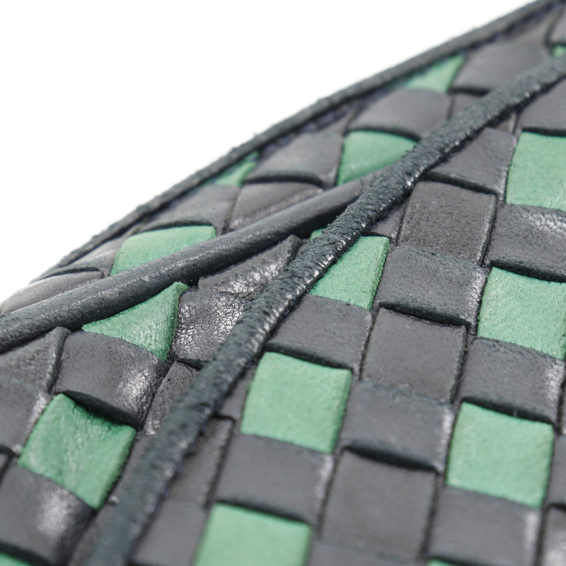 [Bottegaveneta]BOTTEGA VENETA Intrecciato Bolso de hombro pantorrilla negro/verde diagonal sujetador intreciato damas