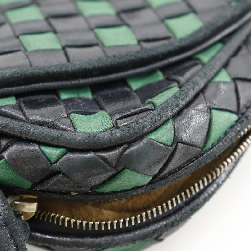 [Bottegavenneta] Bottega Veneta Intrecciato Sac à épaule COULAGE NOIR / VERTE FITAGNE INTRÉCCIATO MÉDE