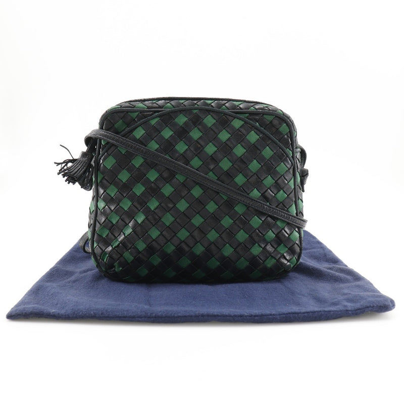 [Bottegaveneta]BOTTEGA VENETA Intrecciato Bolso de hombro pantorrilla negro/verde diagonal sujetador intreciato damas