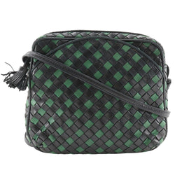 [Bottegaveneta]BOTTEGA VENETA Intrecciato Bolso de hombro pantorrilla negro/verde diagonal sujetador intreciato damas