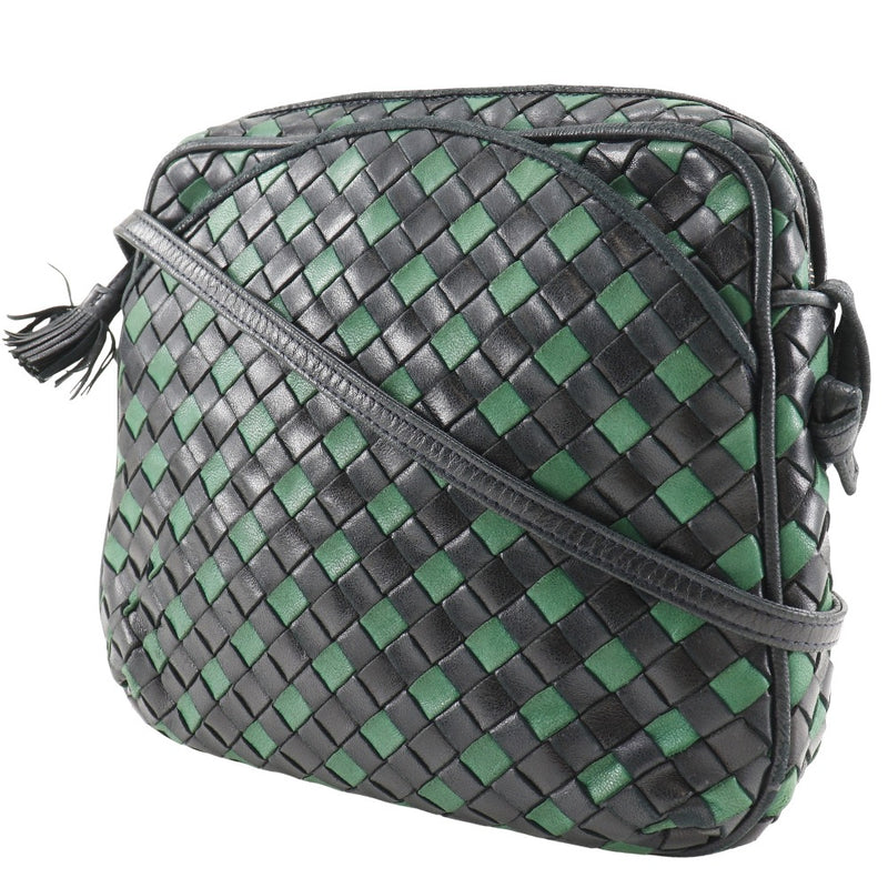 [Bottegaveneta]BOTTEGA VENETA Intrecciato Bolso de hombro pantorrilla negro/verde diagonal sujetador intreciato damas