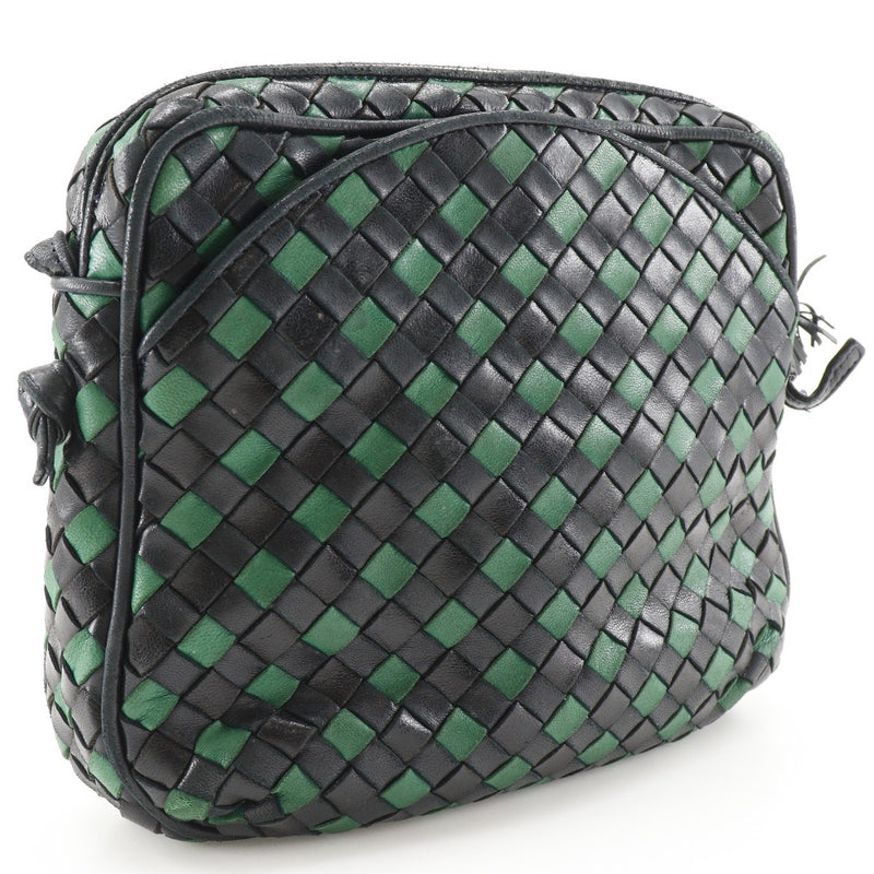 [Bottegaveneta]BOTTEGA VENETA Intrecciato Bolso de hombro pantorrilla negro/verde diagonal sujetador intreciato damas