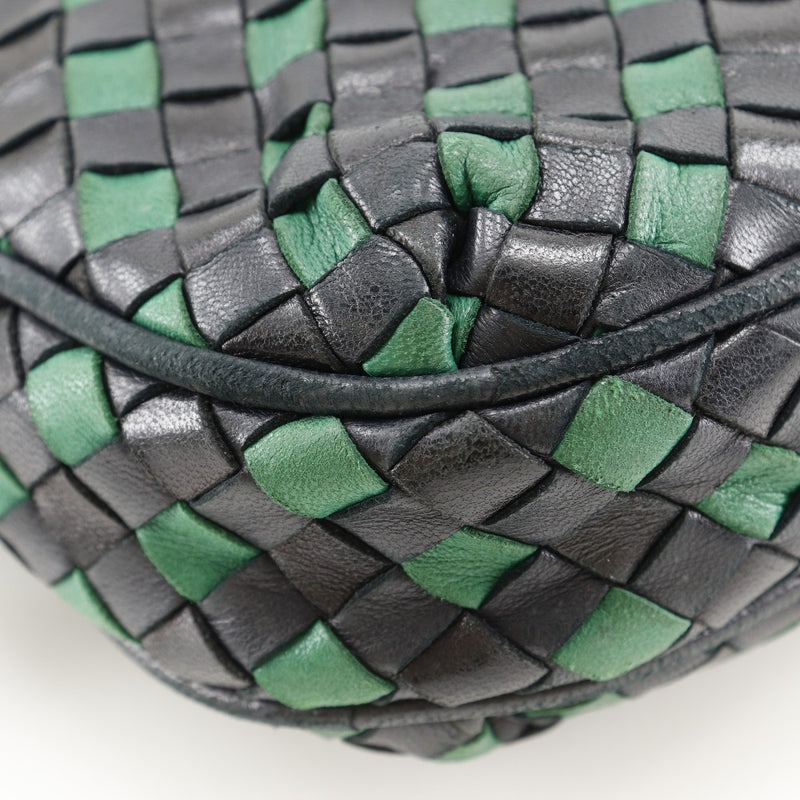 [Bottegaveneta]BOTTEGA VENETA Intrecciato Bolso de hombro pantorrilla negro/verde diagonal sujetador intreciato damas