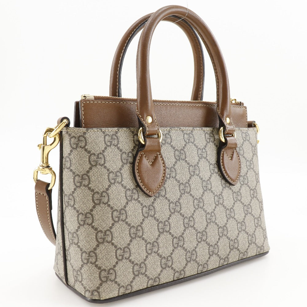 美品◇グッチ GGスプリーム ビジネスバッグ 2WAY ショルダー ベージュ 鞄 GUCCI（グッチ） 211137 GGスプリーム トートバッグ ベージュ系 肩掛け