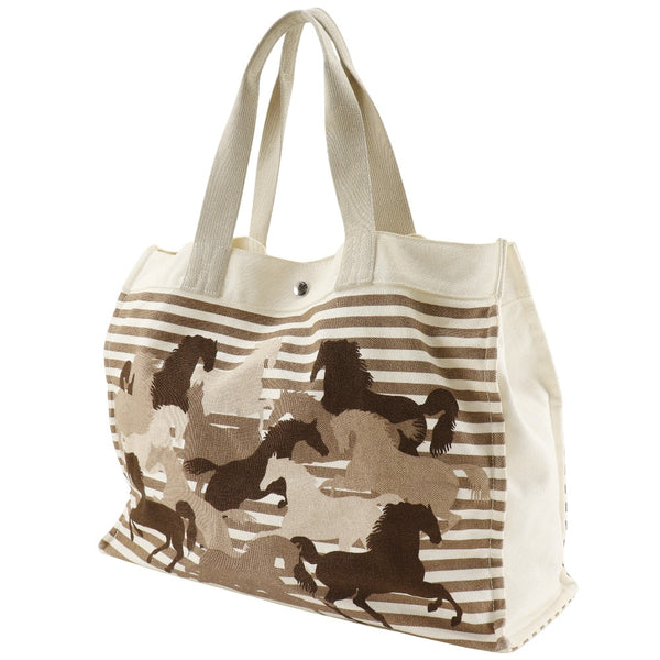 [HERMES] Hermes 
 Schwoan Tote Bag
 Canvas Brown/Off -white shoulder handbag A4 snap button Chevault unisex