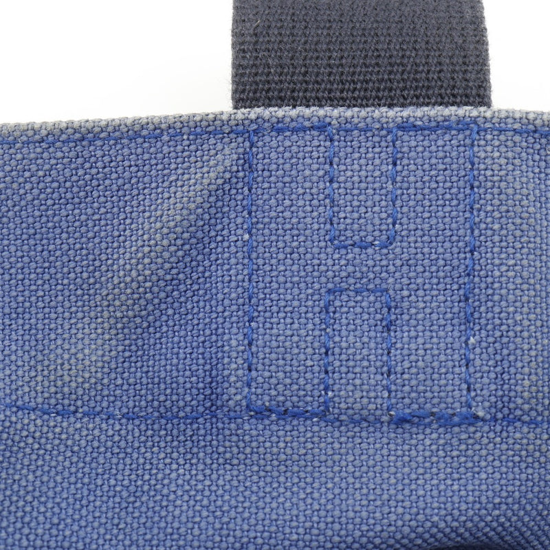 [HERMES] Hermes 
 Schwoan Tote Bag
 Canvas blue/black shoulder handbag A4 snap button CHEVAULT Unisex B-Rank