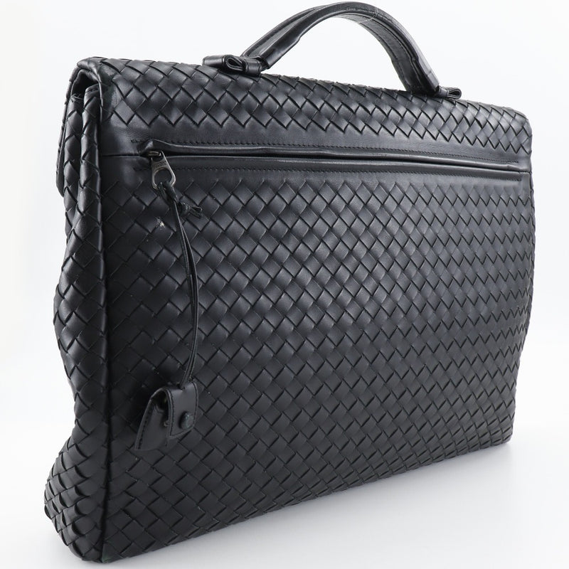 [BotTegaveneta]BOTTEGA VENETA Intrecciato Business bag briefcase Calfskin Black handbag A4 flap Intrecciato Men's