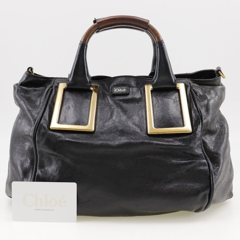 [Chloe] Chloe 
 Bolso de éter 
 Bolso negro de cuero A5 Zipper Etel Damas