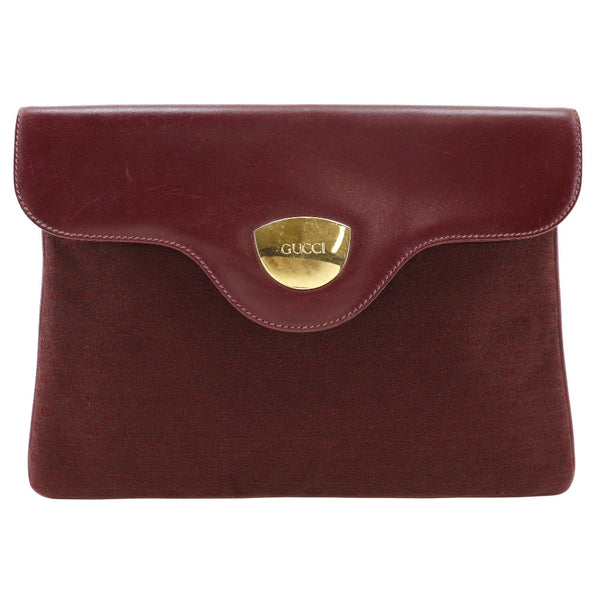 [GUCCI] Gucci 
 Old Gucci Clutch Bag 
 Business Bag Micro GG 23.04.1939 Canvas xCalfskin Bordeaux A5 Snap button OLD GUCCI Ladies B-Rank