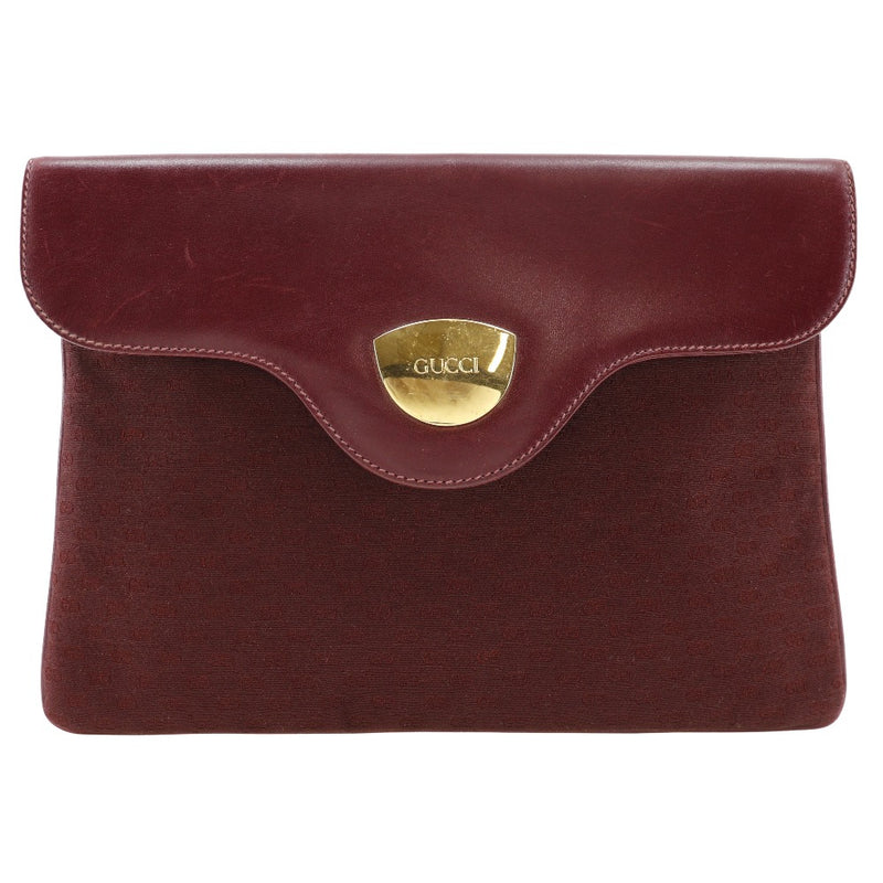 [GUCCI] Gucci 
 Old Gucci Clutch Bag 
 Business Bag Micro GG 23.04.1939 Canvas xCalfskin Bordeaux A5 Snap button OLD GUCCI Ladies B-Rank