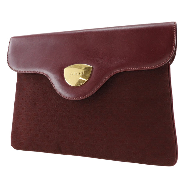 [GUCCI] Gucci 
 Old Gucci Clutch Bag 
 Business Bag Micro GG 23.04.1939 Canvas xCalfskin Bordeaux A5 Snap button OLD GUCCI Ladies B-Rank