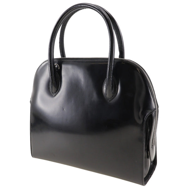 [Salvatore Ferragamo] Salvatore Ferragamo Ganchini Handbag BW-216653 ENAMEL Black Handscape A5 Double Zancini Ladies