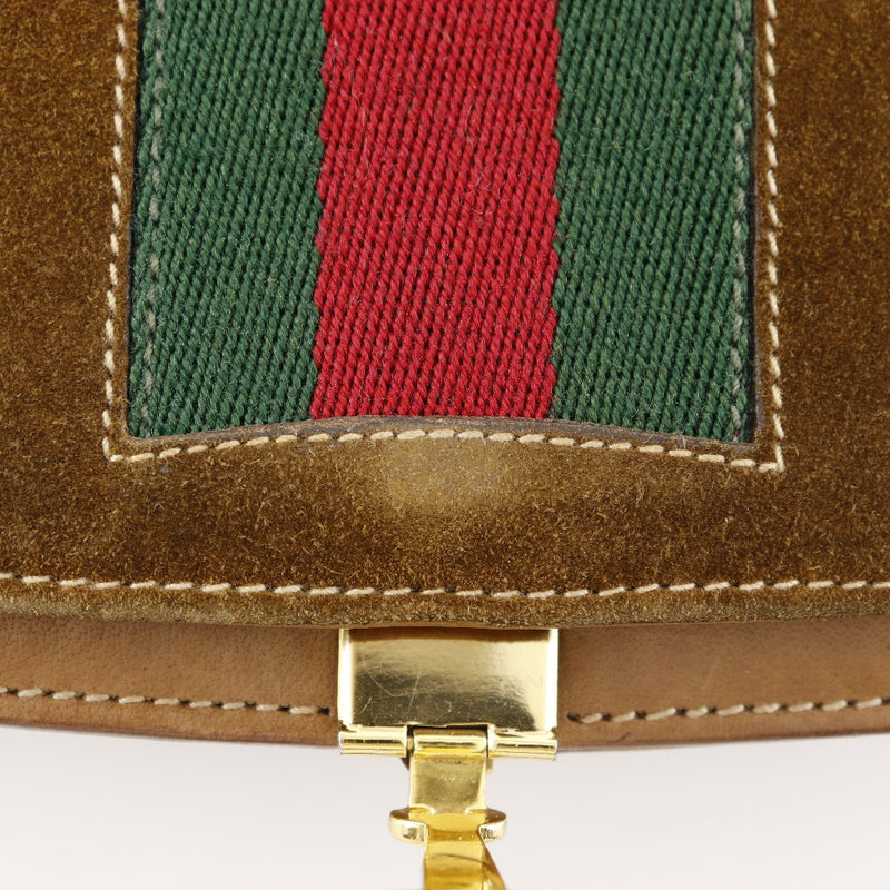 【GUCCI】グッチ
 オールドグッチ ショルダーバッグ
 シェリーライン スウェード×レザー ベージュ 肩掛け フラップ Old Gucci レディース