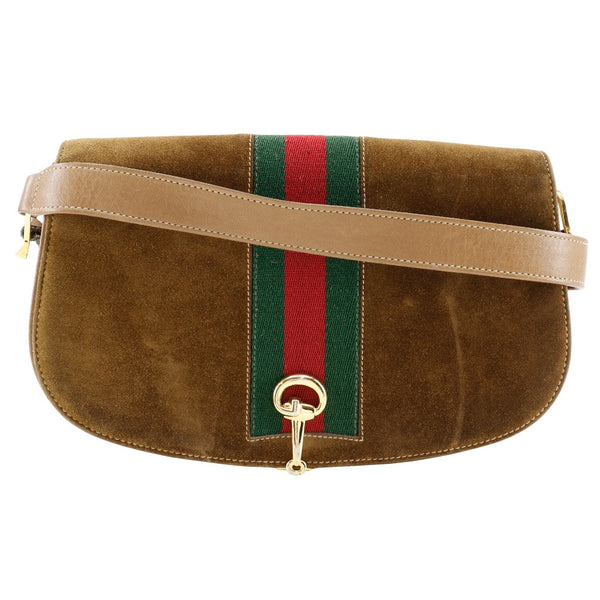 [Gucci] Gucci Viejo bolso de hombro Gucci Línea de jerez de jerez Swed x cuero beige hombro colgajo de gucci damas