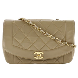 [Chanel] Chanel 
 Bolso de hombro de Diana 
 Hombro Matelasse Lambskin beige diagonal giro bloqueo Diana damas rango