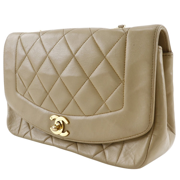 [Chanel] Chanel 
 Bolso de hombro de Diana 
 Hombro Matelasse Lambskin beige diagonal giro bloqueo Diana damas rango