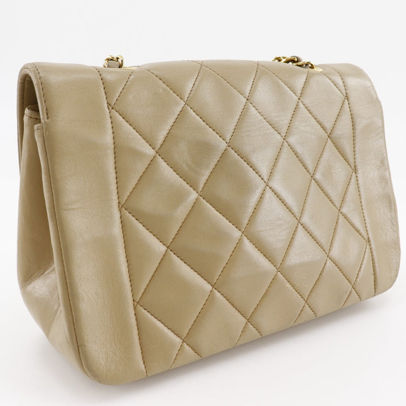 [샤넬] 샤넬 
 다이아나 숄더백 
 체인 어깨 Matelasse Lambskin Beige Diagonal Turn Lock Diana Ladies Rank