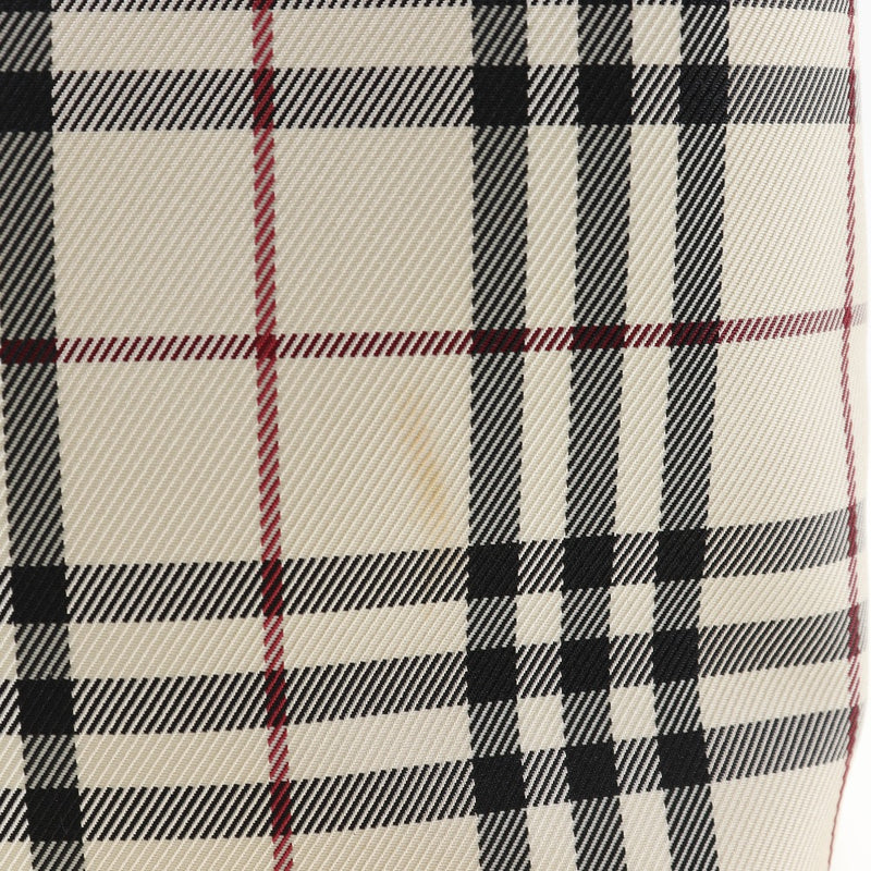 【BURBERRY】バーバリー
 ノバチェック ハンドバッグ
 ナイロンキャンバス×レザー ベージュ/こげ茶 手提げ A5 オープン Nova Check レディース