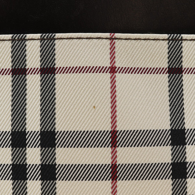 【BURBERRY】バーバリー
 ノバチェック ハンドバッグ
 ナイロンキャンバス×レザー ベージュ/こげ茶 手提げ A5 オープン Nova Check レディース