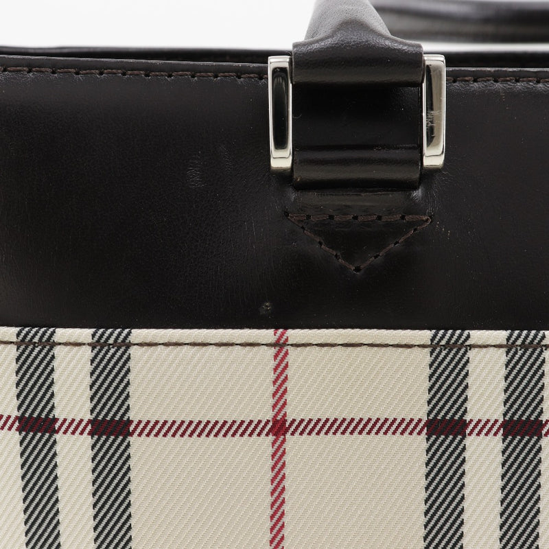 【BURBERRY】バーバリー
 ノバチェック ハンドバッグ
 ナイロンキャンバス×レザー ベージュ/こげ茶 手提げ A5 オープン Nova Check レディース