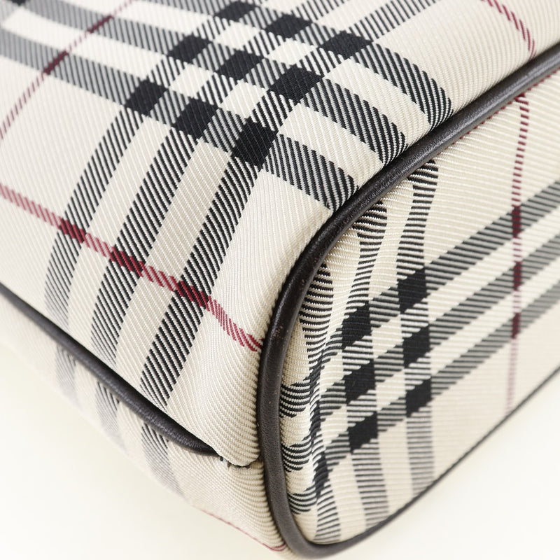 【BURBERRY】バーバリー
 ノバチェック ハンドバッグ
 ナイロンキャンバス×レザー ベージュ/こげ茶 手提げ A5 オープン Nova Check レディース