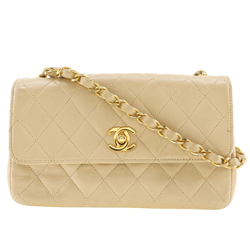 [CHANEL] Chanel 
 miniMatelasse Shoulder Bag
 ChainShoulder Lambskin beige diagonal turn lock mini mateLasse Ladies B-Rank