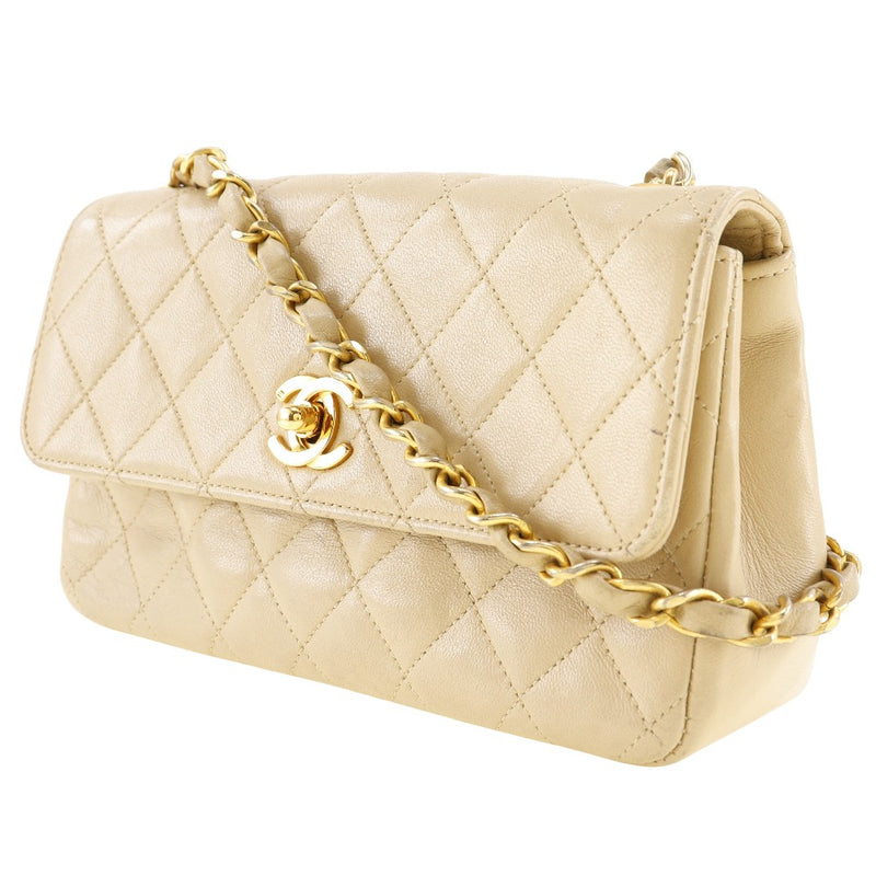 [CHANEL] Chanel 
 miniMatelasse Shoulder Bag
 ChainShoulder Lambskin beige diagonal turn lock mini mateLasse Ladies B-Rank