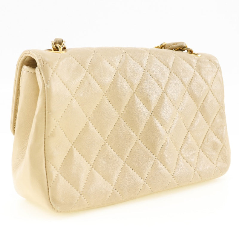 [CHANEL] Chanel 
 miniMatelasse Shoulder Bag
 ChainShoulder Lambskin beige diagonal turn lock mini mateLasse Ladies B-Rank