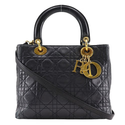 [DIOR] Christian Dior Ladies Dior Handbag Kanage 2way Shoulder Lambskin Black Shoulder Handscape 2way A5 패스너 Lady Dior Ladies