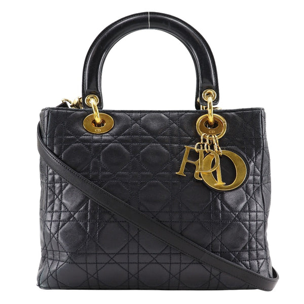 [Dior] Christian Dior 
 Lady Dior Handbag 
 KANAGE 2WAY HOMBO RUMSKIN HOMBO NEGRO Handal 2way A5 Sporter Lady Dior Ladies