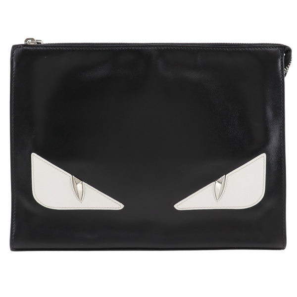 [FENDI] Fendi Bugs Monster Clutch Sac 7VA433 Calf Black A5 Bugs Finner Bugs Monster Unisexe