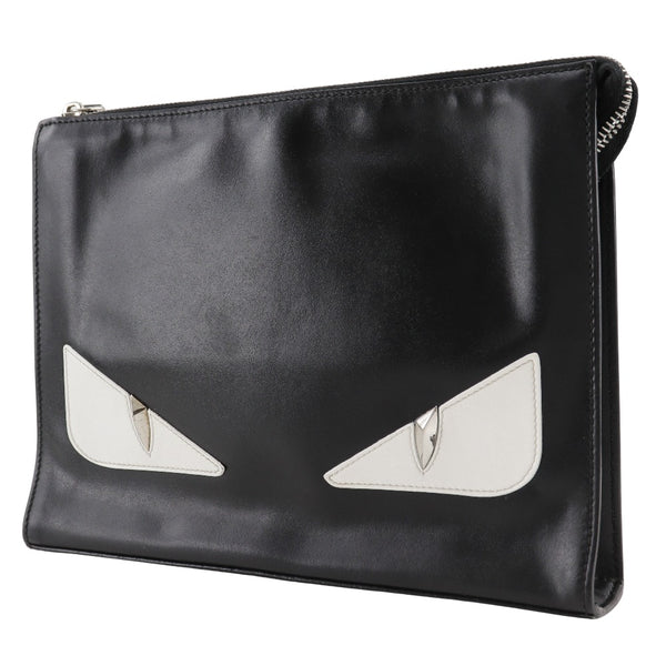 [Fendi] Fendi Bugs Monster Clutch Bag 7VA433 Becerro Negro A5 Ajustación Bugs Monster Unisex