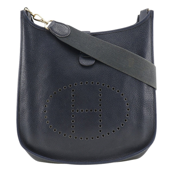 [HERMES] Hermes 
 Evulin 1gm Shoulder Bag
 Abrin leather Navy Diagonal Shoulder A4 Snap button EVELYNE1GM Ladies