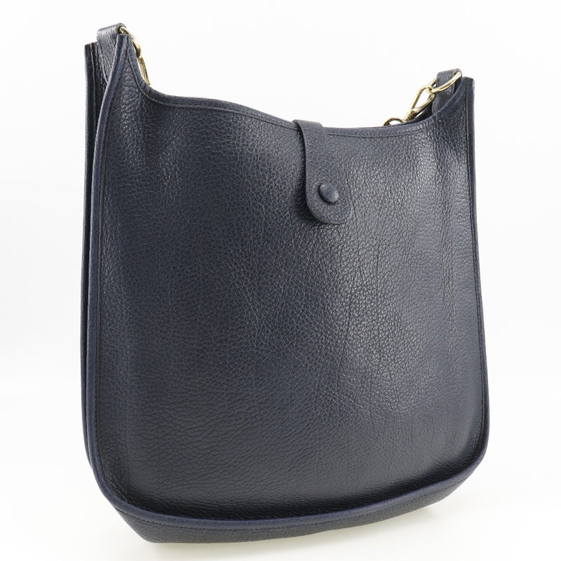 [HERMES] Hermes 
 Evulin 1gm Shoulder Bag
 Abrin leather Navy Diagonal Shoulder A4 Snap button EVELYNE1GM Ladies