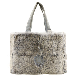 [Chanel] Chanel 
 COCO Mark Bolso 
 Lapin Rabbit Fur Blue Grey Bold A5 Open Coco Mark Ladies