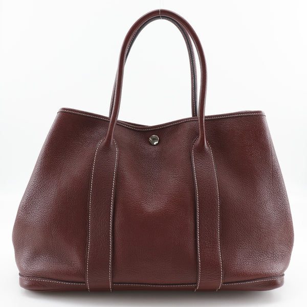 [Hermès] Hermes Garden Party 36 pm Tote Bag Negona Bordeaux □ O Sac à main gravé de l'épaule A4 Button Snap Button Garden Party 36 PM Mesdames A Rank