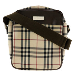 【BURBERRY】バーバリー
 ノバチェック ショルダーバッグ
 ナイロンキャンバス ベージュ 斜め掛け 肩掛け A5 ファスナー Nova Check ユニセックス