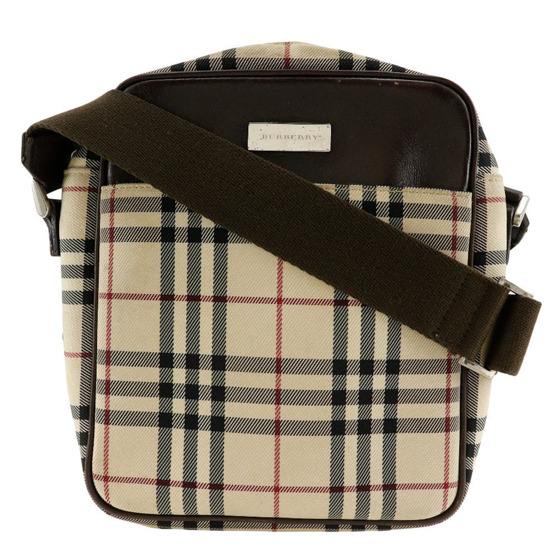 【BURBERRY】バーバリー
 ノバチェック ショルダーバッグ
 ナイロンキャンバス ベージュ 斜め掛け 肩掛け A5 ファスナー Nova Check ユニセックス