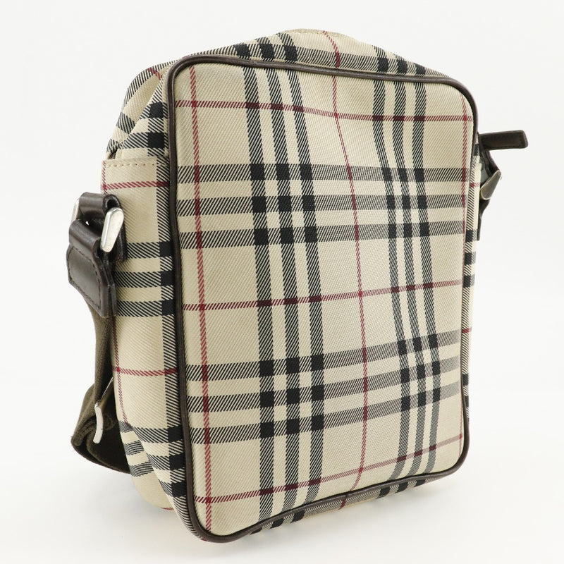 【BURBERRY】バーバリー
 ノバチェック ショルダーバッグ
 ナイロンキャンバス ベージュ 斜め掛け 肩掛け A5 ファスナー Nova Check ユニセックス