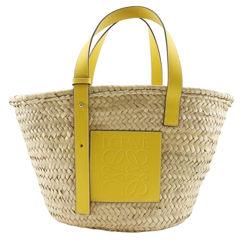 [LOEWE] Loewe 
 Basket bag Tote Bag
 Straw BagBag Raffia x Leather Yellow Shoulder Handscope A4 Open Basket Bag Ladies A-Rank