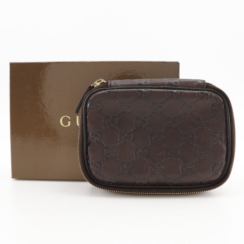 [GUCCI] Gucci 
 Jewelry case pouch 
 GG 191187 Simareser Brown Fastener Jewelry Case Ladies