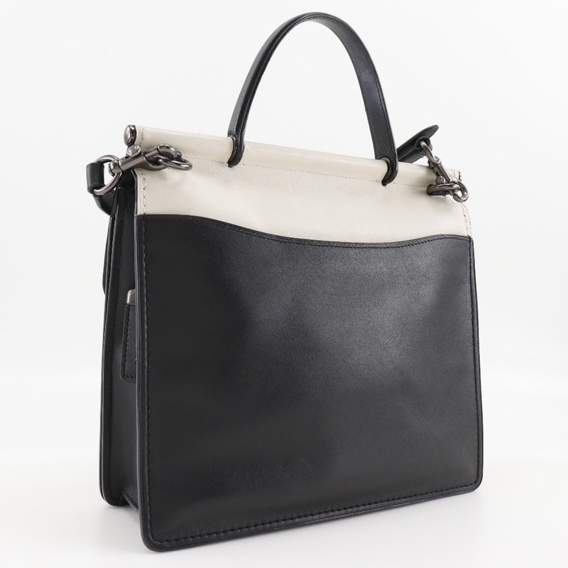 [Entrenador] Entrenador Willis Handbag 2way Searting de cuero negro/blanco Shoulder Diagonal Handscape 2way A5 Gurn Lock Willis Ladies